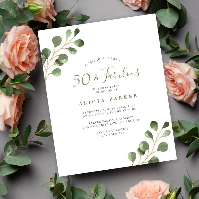Invitation élégante pour un 50e anniversaire avec  (Créateur téléchargé)