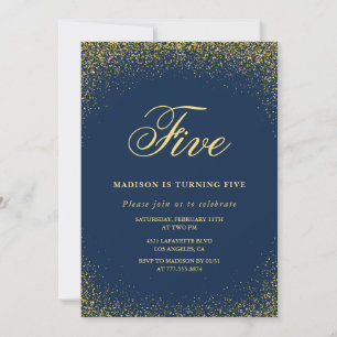 Invitation élégante pour un 5ème anniversaire Or N