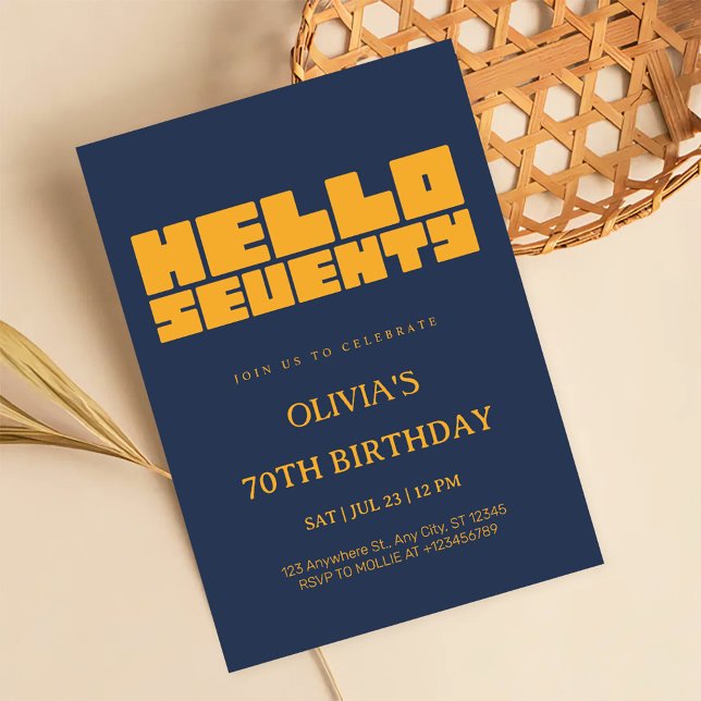 Invitation élégante pour un 70e anniversaire bleu  (Créateur téléchargé)