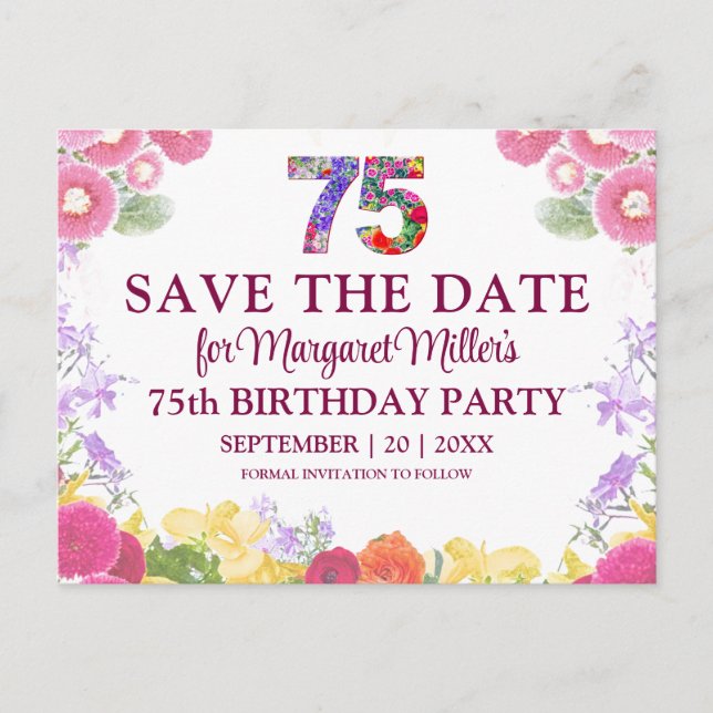 Invitation élégante pour un 75e anniversaire avec  (Devant)