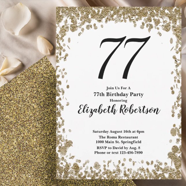 Invitation élégante pour un 77e anniversaire avec  (Créateur téléchargé)
