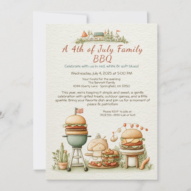 Invitation élégante pour un BBQ du 4 juillet – Des (Devant)
