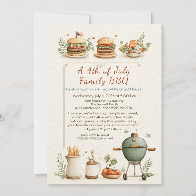Invitation élégante pour un BBQ du 4 juillet – Des (Devant)