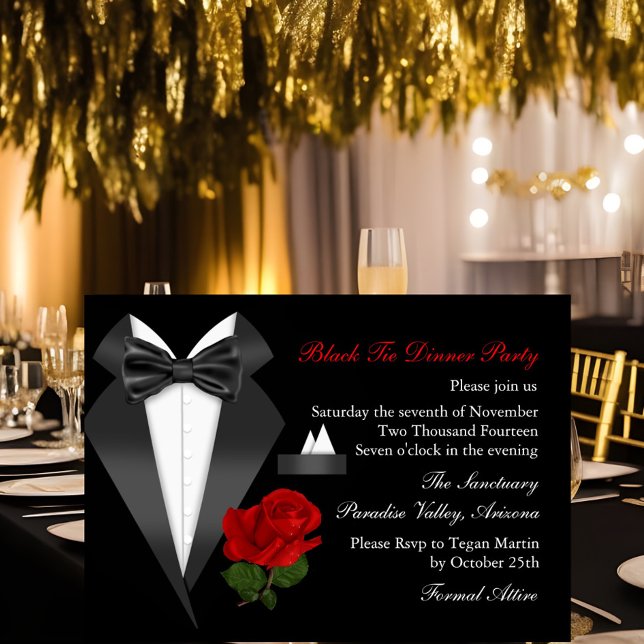 Invitation élégante pour un dîner en smoking et ro (Créateur téléchargé)