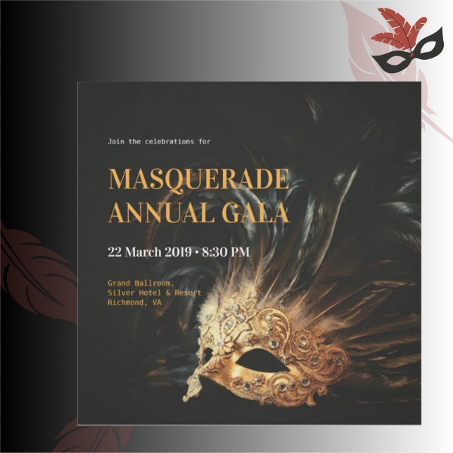 Invitation élégante pour un gala de masquerade noi (Créateur téléchargé)