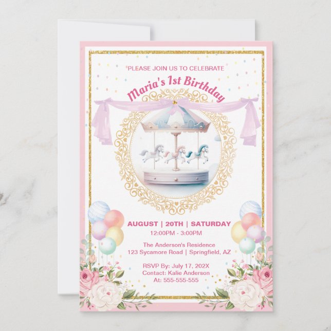 Invitation élégante pour un premier anniversaire a (Devant)