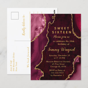 Invitation élégante pour un Sweet Sixteen en marbr