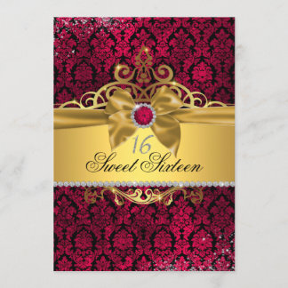 Invitation élégante pour un Sweet Sixteen or rose 