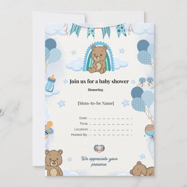 Invitation élégante pour une baby shower (Devant)