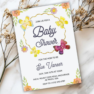 Invitation élégante pour une baby shower avec moti