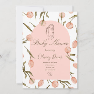 Invitation élégante pour une baby shower florale –