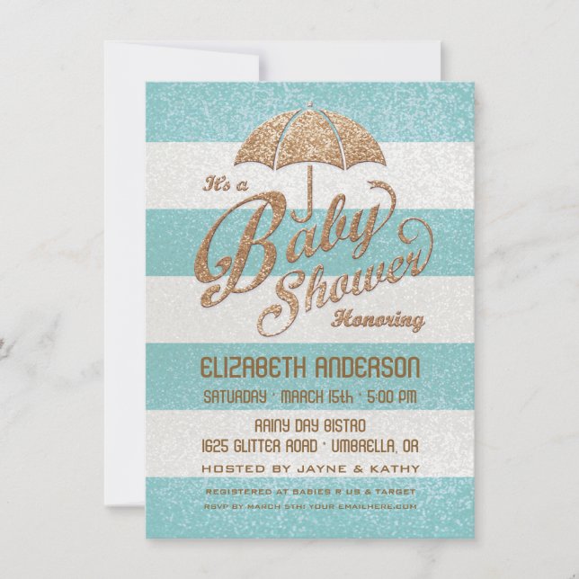 Invitation élégante pour une Baby Shower garçon Bl (Devant)
