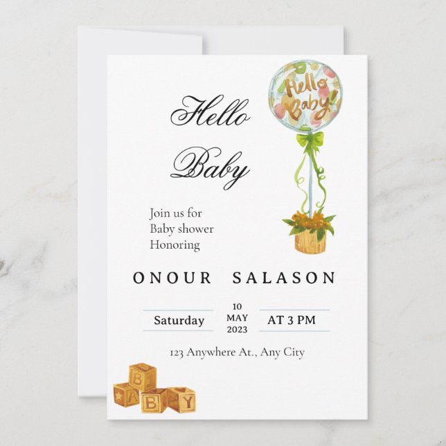 Invitation élégante pour une douche de bébé avec d (Devant)