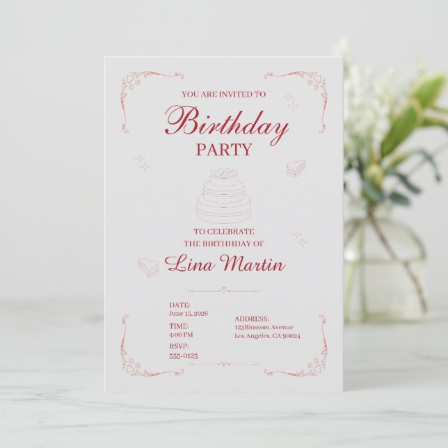 Invitation élégante pour une fête d'anniversaire (Debout devant)
