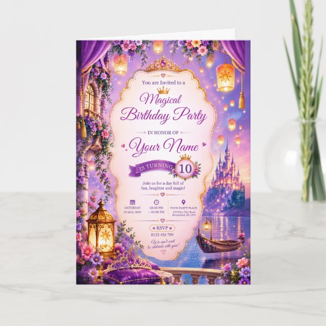 Invitation élégante pour une fête d'anniversaire | (Devant)