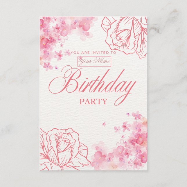 Invitation élégante pour une fête d'anniversaire a (Devant)