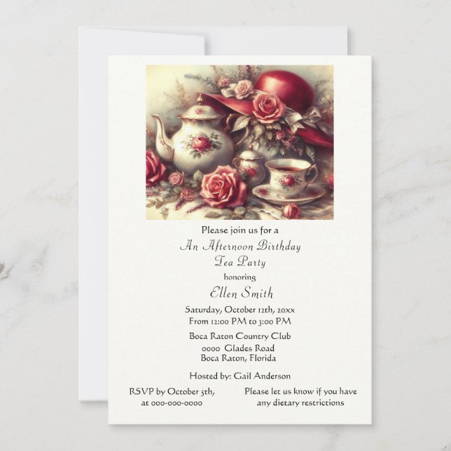 Invitation élégante pour une fête d'anniversaire a (Devant)