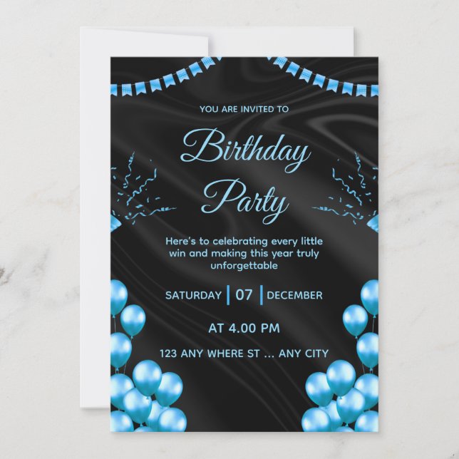 Invitation élégante pour une fête d'anniversaire b (Devant)