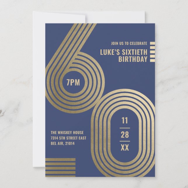 Invitation élégante pour une fête d'anniversaire d (Devant)