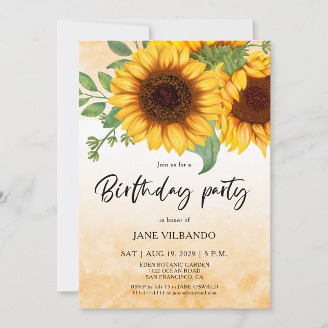 Invitation élégante pour une fête d'anniversaire s (Devant)