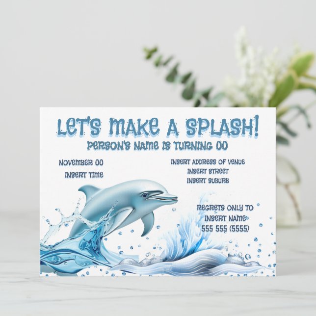 Invitation élégante pour une fête dauphin | Paille (Debout devant)