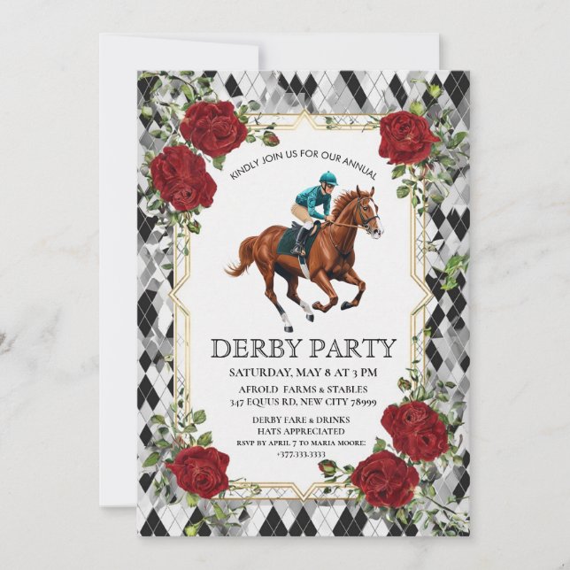 Invitation élégante pour une fête de Derby avec il (Devant)
