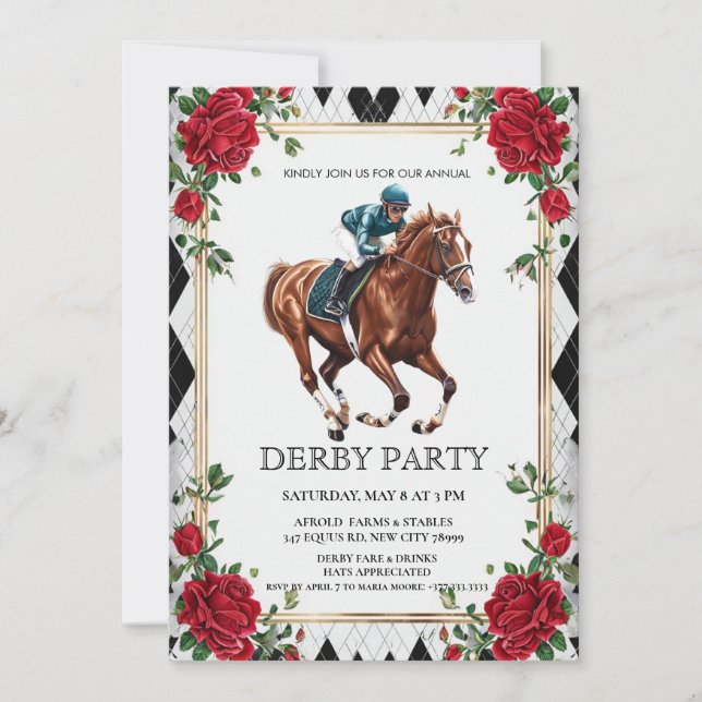 Invitation élégante pour une fête de Derby avec il (Devant)