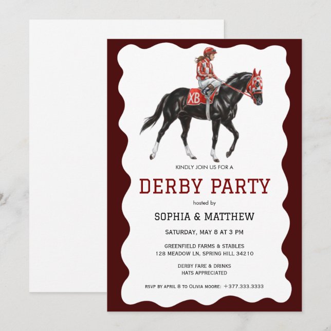 Invitation élégante pour une fête de Derby de cour (Devant / Derrière)