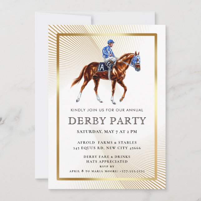 Invitation élégante pour une fête de Derby du Kent (Devant)