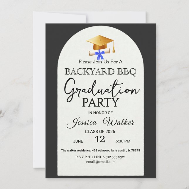 Invitation élégante pour une fête de fin d'études  (Devant)