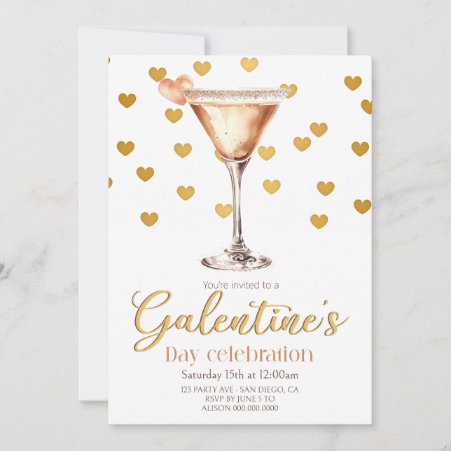 Invitation élégante pour une fête de Galentine's D (Devant)