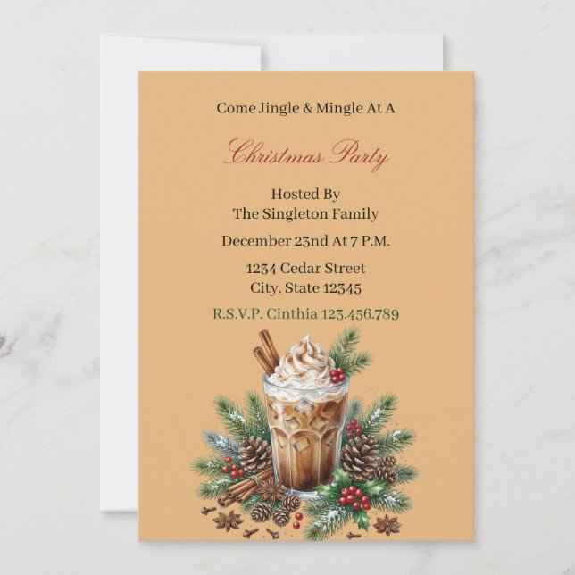 Invitation élégante pour une fête de Noël (Devant)