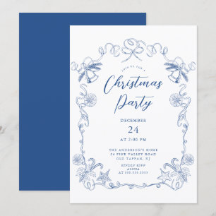 Invitation élégante pour une fête de Noël bleue