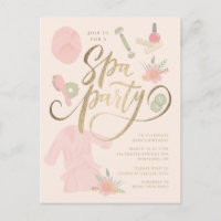 Invitation élégante pour une fête de spa avec faux