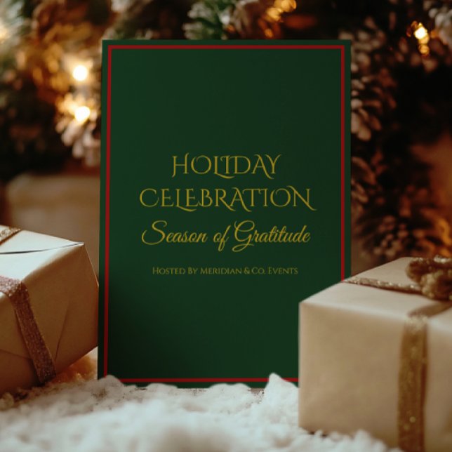 Invitation élégante pour une fête de vacances d'en (Elegant gold foil Christmas invitation — Holiday Luxe Collection corporate holiday design.)