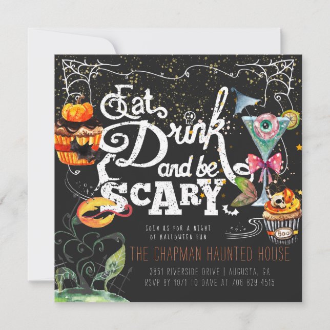 Invitation élégante pour une fête d'Halloween (Devant)