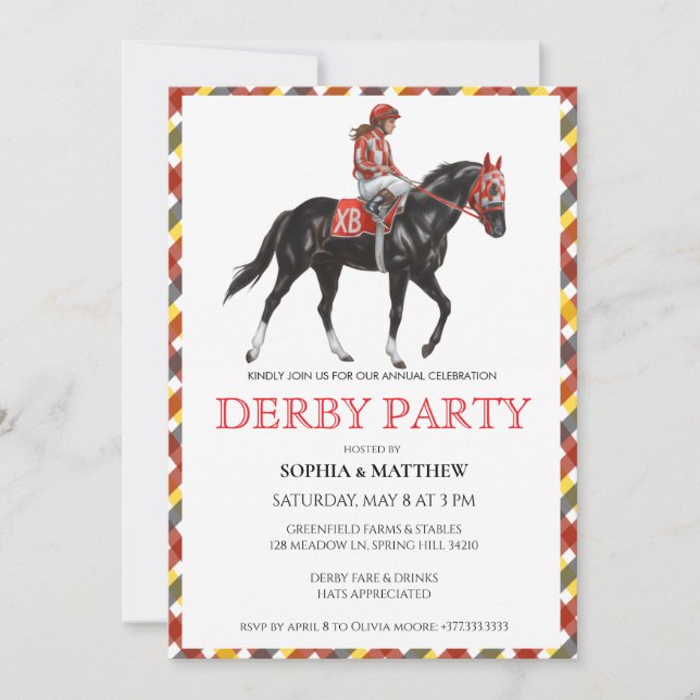 Invitation élégante pour une soirée de courses de  (Devant)
