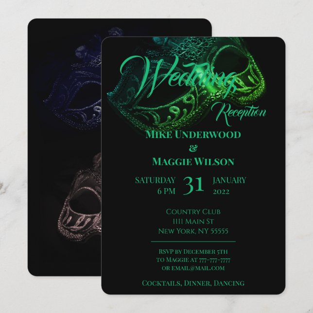 Invitation élégante pour une soirée de mariage (Devant / Derrière)