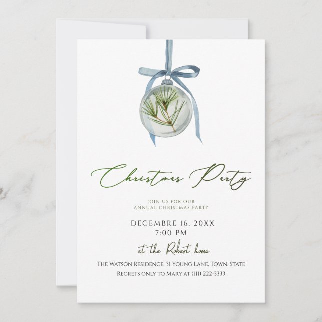 Invitation élégante pour une soirée de Noël (Devant)