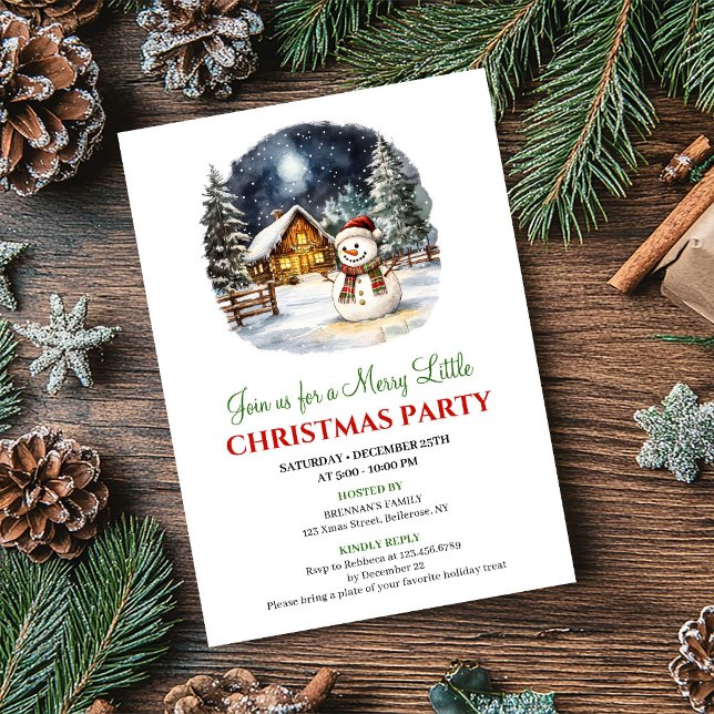 Invitation élégante pour une soirée de Noël sur le (Elegant Winter Scene Christmas Party Invitation)