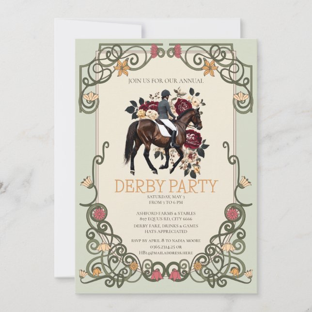 Invitation élégante pour une soirée Derby avec ill (Devant)