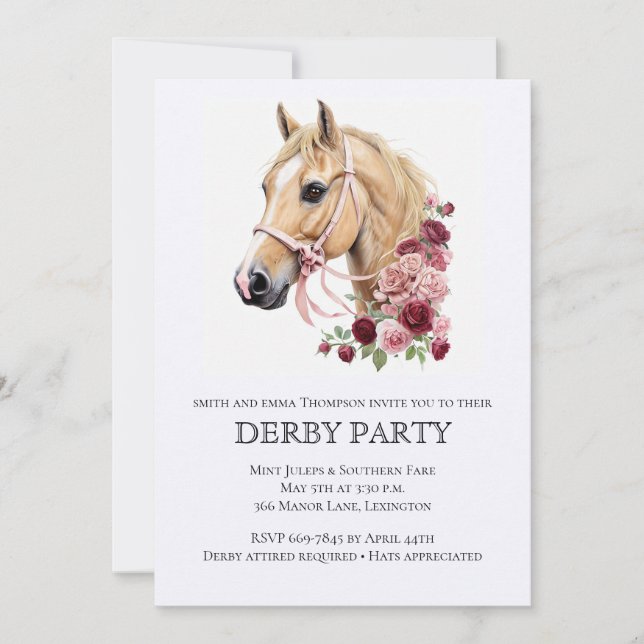 Invitation élégante pour une soirée Derby avec ill (Devant)