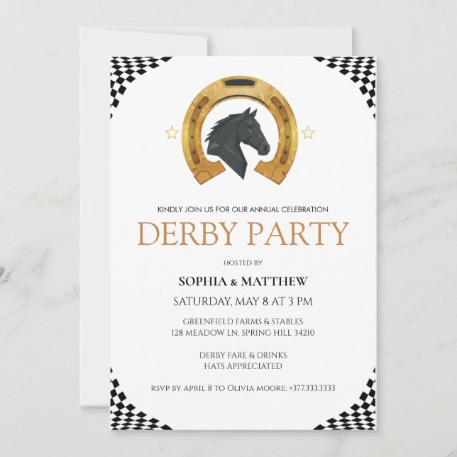 Invitation élégante pour une soirée Derby avec un  (Devant)