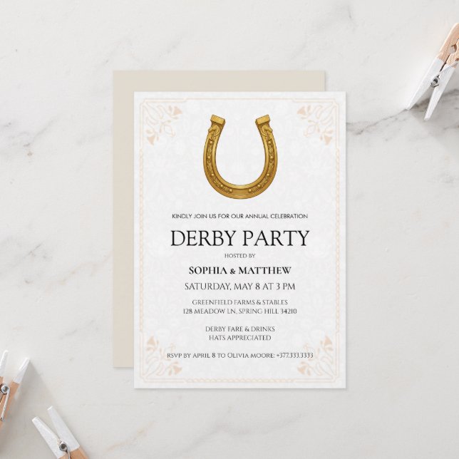 Invitation élégante pour une soirée Derby avec un  (Devant/Arrière en situation)