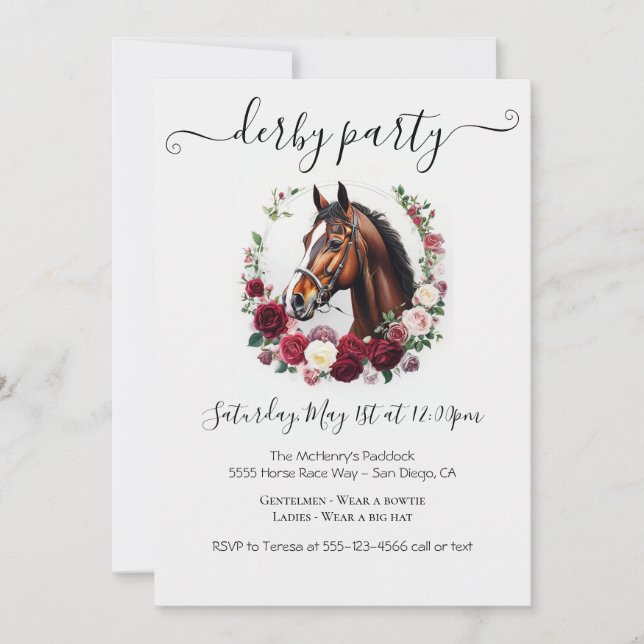 Invitation élégante pour une soirée Kentucky Derby (Devant)