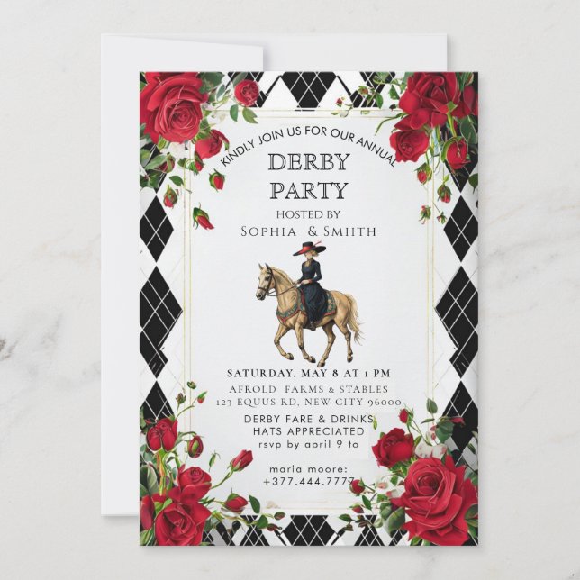 Invitation élégante pour une soirée Kentucky Derby (Devant)