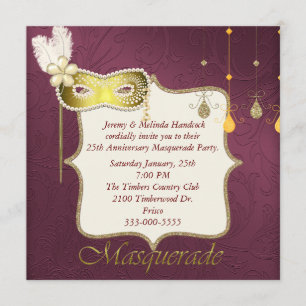 Invitation élégante pour une soirée masquée Marron