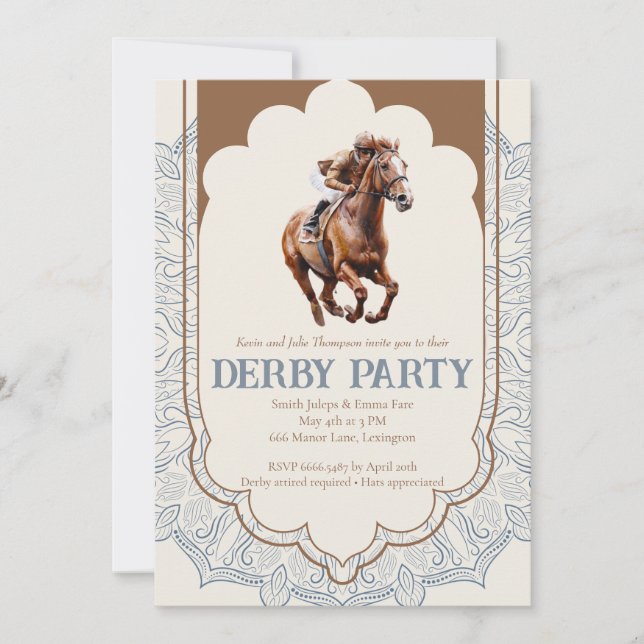 Invitation élégante pour une soirée Vintage Derby  (Devant)