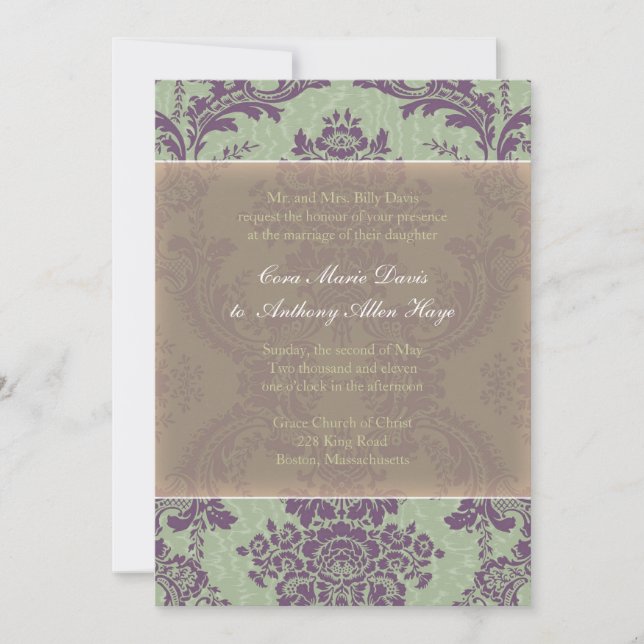 Invitation élégante pourpre en bon état de mariage (Devant)