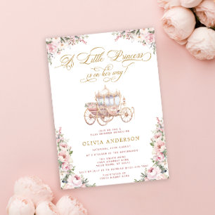 Invitation Elégante Princesse Baby shower rose pâle
